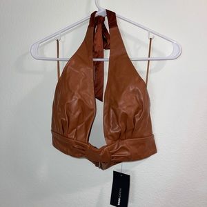 Faux leather bra style top from fashion nova medium